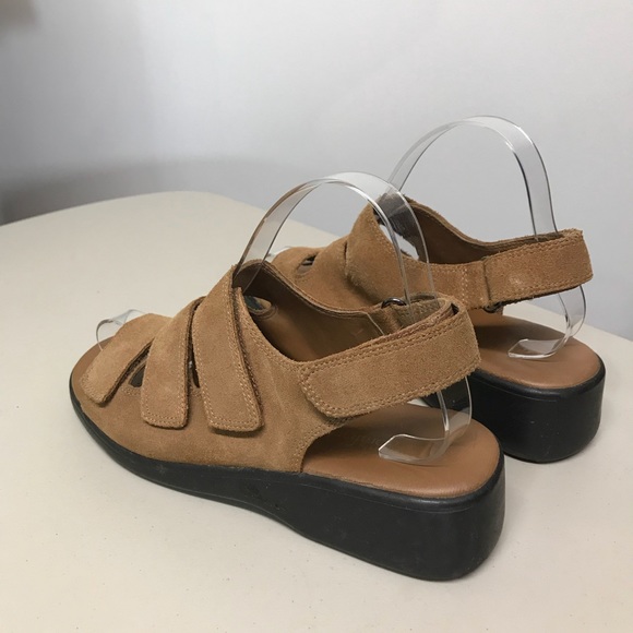 Strictly Comfort Adjustable Tan Suede Wedge Sandal - Picture 5 of 8
